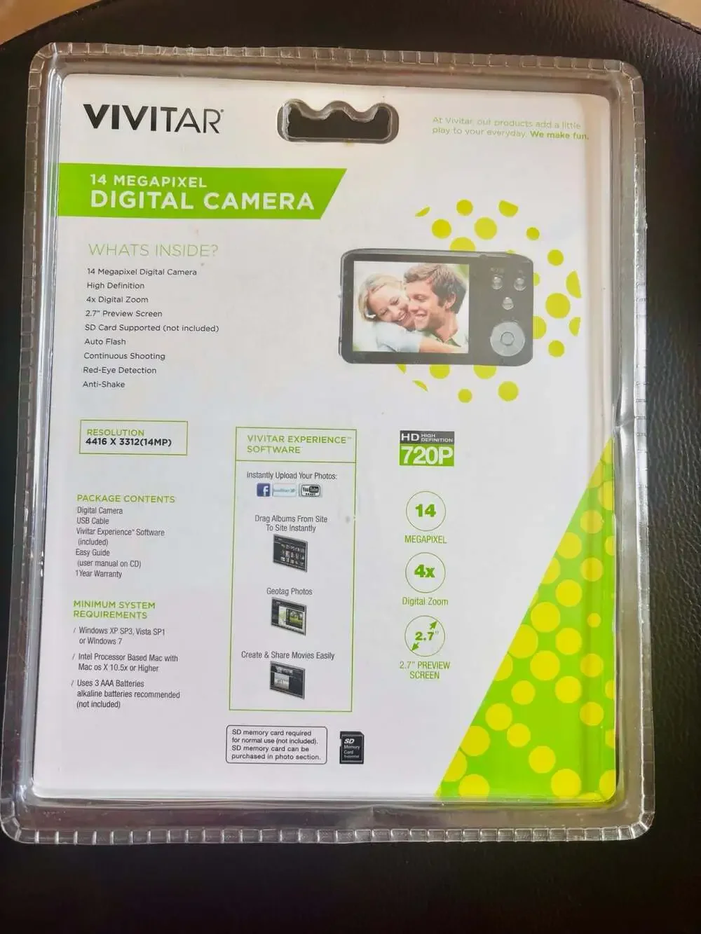 Vivitar ViviCam NWT F128 Snap A Pic 14 Megapixel Digital Camera Black